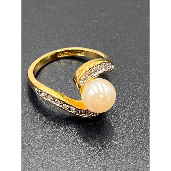 Joseph Esposito Espo Vintage 925 Vermeil 7mm White Faux Pearl Cz Ring Sz 7.25 - Picture 6 of 8